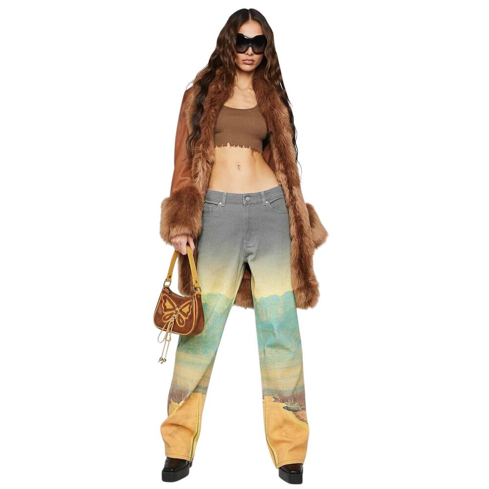 THE KRIPT “Route 66" High Waist Graphic Denim Jeans